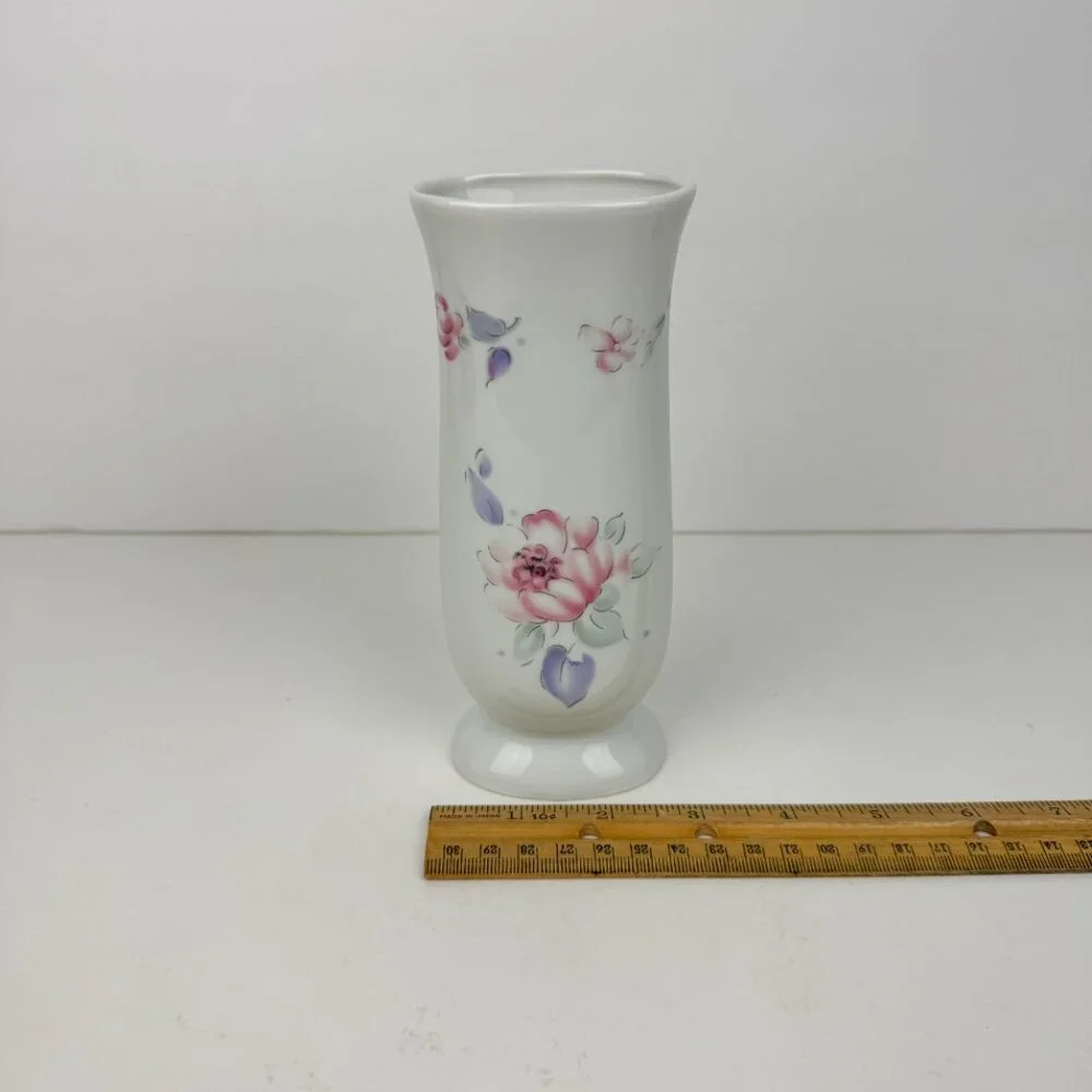Vtg‎ 90s Especially for you FTD Flower Vase White Pastel Floral Image 6.5in tall